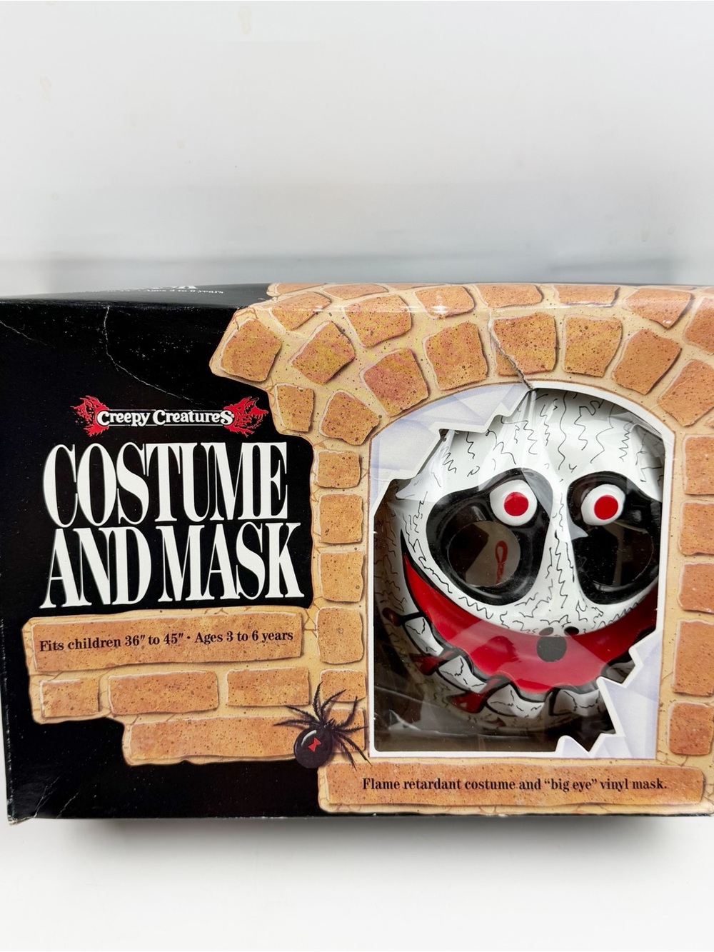 Vintage 80s Creepy Creatures Costume Mask Skeleton Monster 3-6 Yrs NIB Spearhead